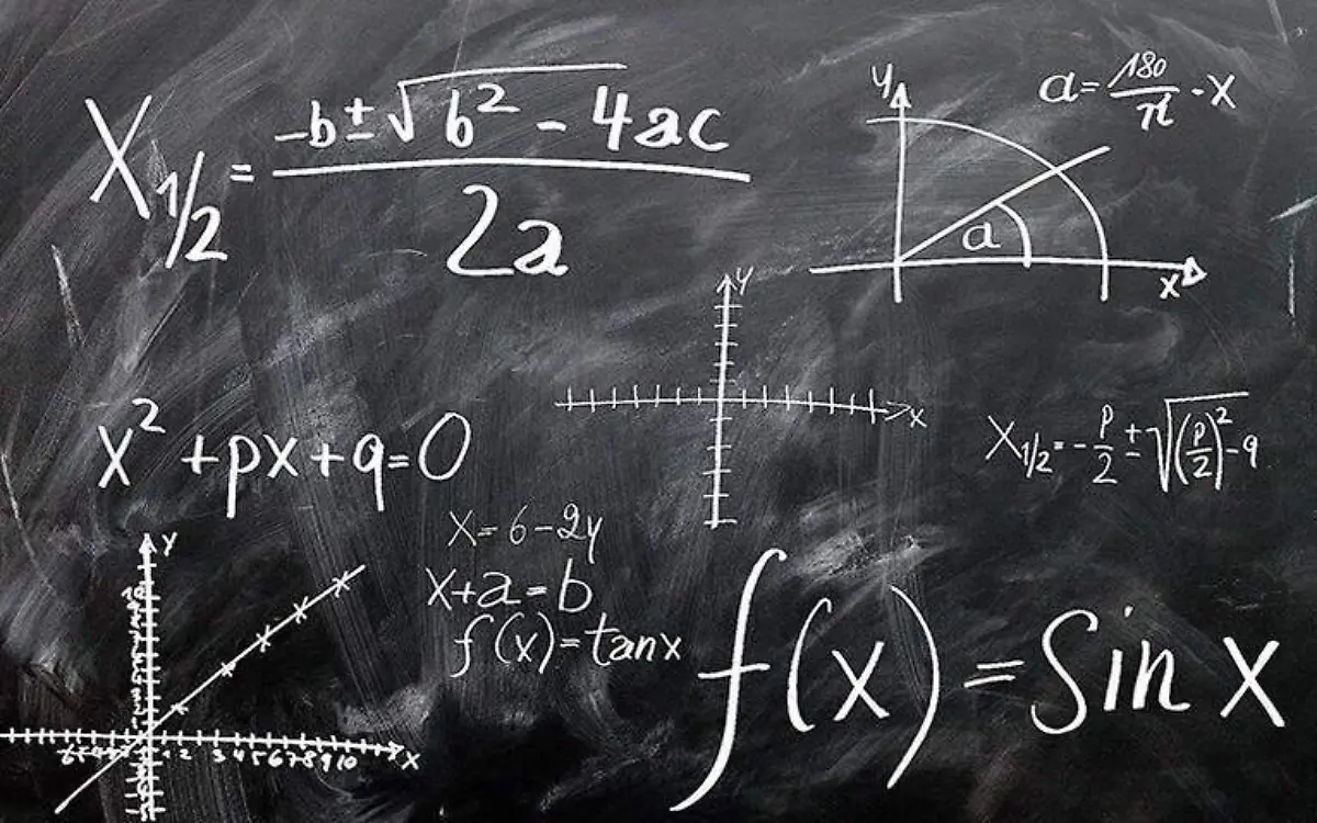 Pizarrón con fórmulas de álgebra